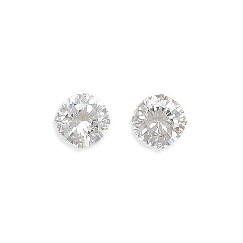 E005241 - 9mm Round Cubic Zirconia and Sterling Silver Post Earrings