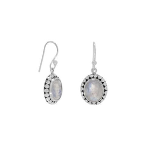 E005364^ - Sterling Silver and Rainbow Moonstone French Wire Earrings