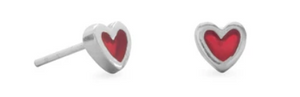 E005395 - Sterling Silver Red Heart Stud Earring