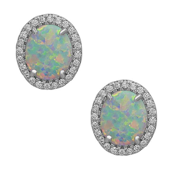 E028093 - Halo Style White Opal Post Earrings – Lionne Designs