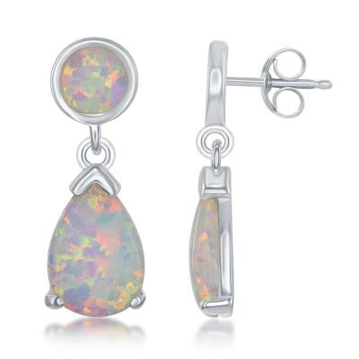 E028108 - Sterling Silver and White Inlay Opal Earrings