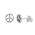 E068032 - Sterling Silver Peace Sign Post Earrings