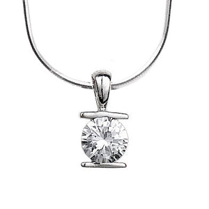 N005230 - Sterling Silver Bar Set Cubic Zirconia Necklace