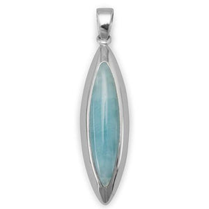 N005259 - Sterling Silver and Marquise Shape Larimar Necklace