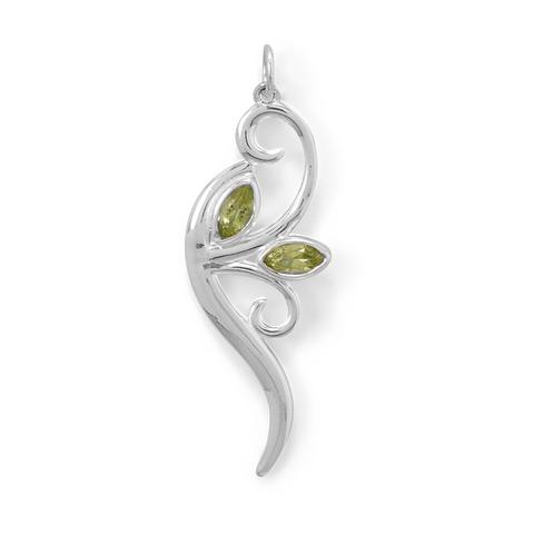 N005274^ - Sterling Silver and Peridot Branch Necklace