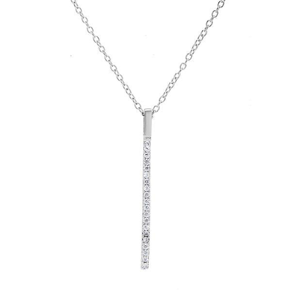 N028084 - Cubic Zirconia and Sterling Silver Vertical Bar Necklace