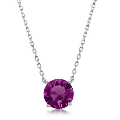 N028129 - Sterling Silver and Amethyst "February" Swarovski Crystal Necklace