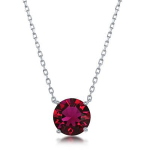 N028134 - Sterling Silver and Ruby "July" Swarovski Crystal Necklace