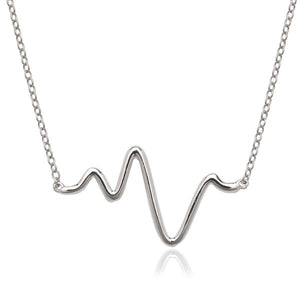 N028141 - Sterling Silver Rounded Heartbeat Necklace