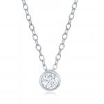 N028181 - Sterling Silver and Bezel-Set Cubic Zirconia Necklace