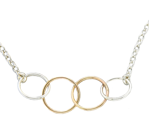 N064004 - Sterling Silver and Gold-Filled 4 "Rings" Necklace