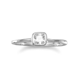 R005087 - Sterling Silver and Square Cubic Zirconia Ring
