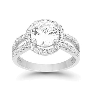 R028031 - Round Cubic Zirconia Halo Style Ring