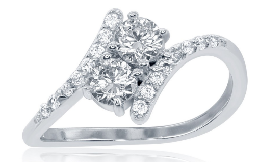 R028066 - Sterling Silver "Us2gether" CZ with Thin CZ Side Ring