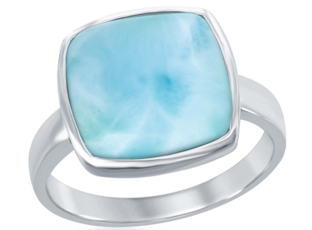 R028069 - Sterling Silver Larimar Square Ring